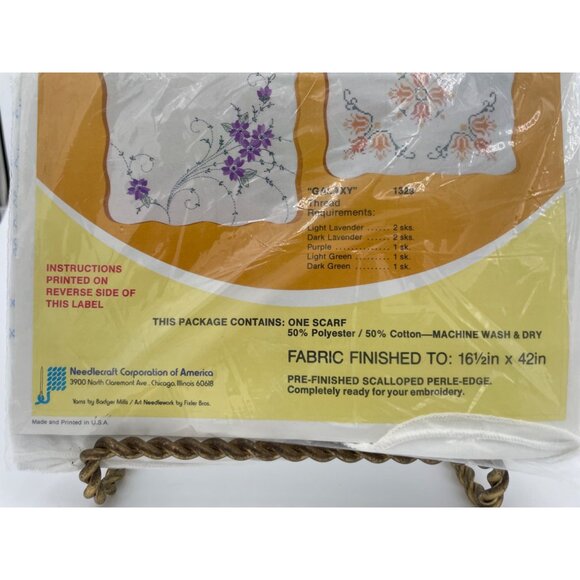 WonderArt Scarf Pre-Stamped Embroidery Kit With Instructions Elegance 1328 - Picture 3 of 4